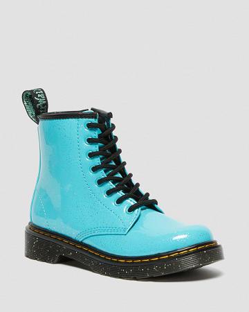 Turquoise Kids' Dr Martens Junior 1460 Glitter Lace Up Boots | CA 678AHK